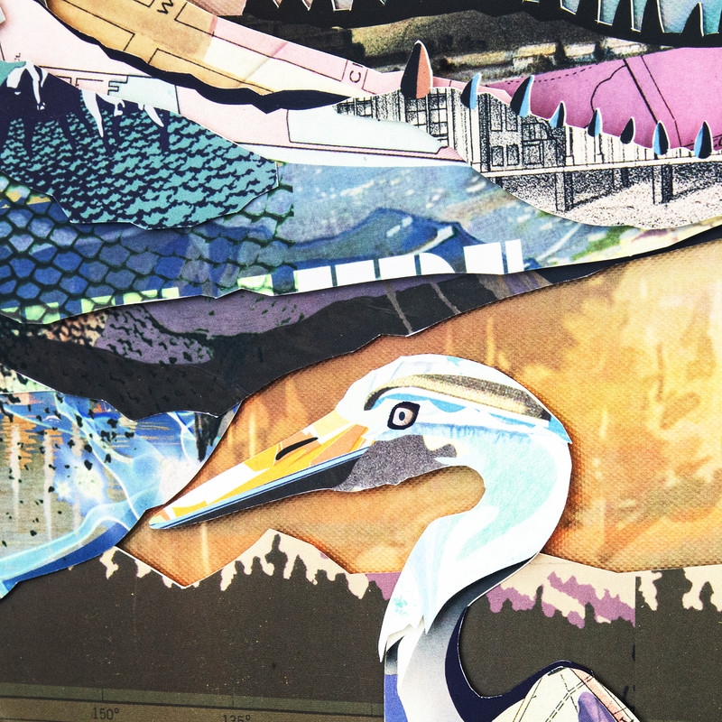 Yosemite Home Decor 'Everglades' Glass 3D Collage Wall Art in Multi-Color