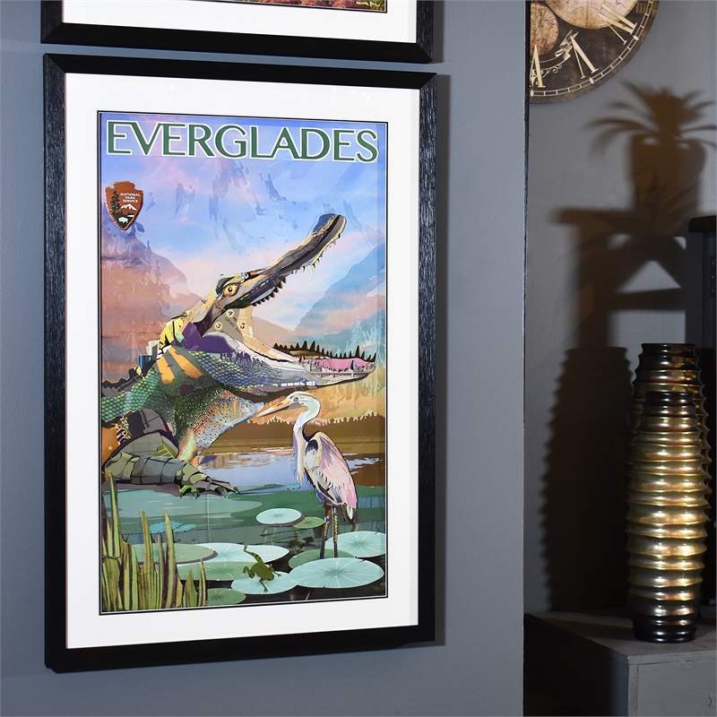 Yosemite Home Decor 'Everglades' Glass 3D Collage Wall Art in Multi-Color