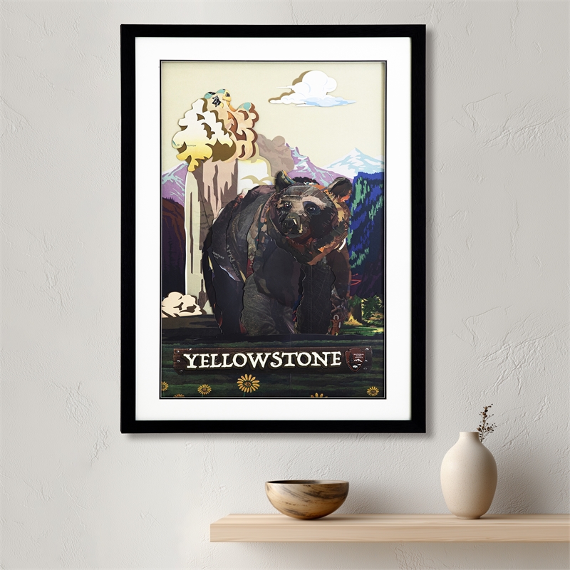 Yosemite Home Decor 'Yellowstone' Glass 3D Collage Wall Art in Multi-Color