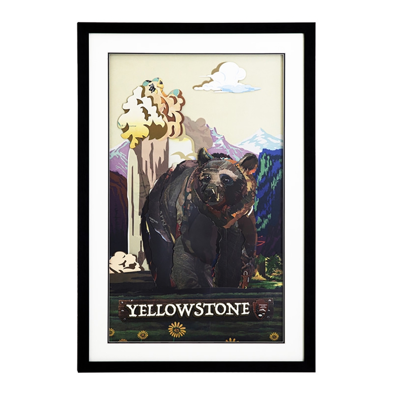 Yosemite Home Decor 'Yellowstone' Glass 3D Collage Wall Art in Multi-Color