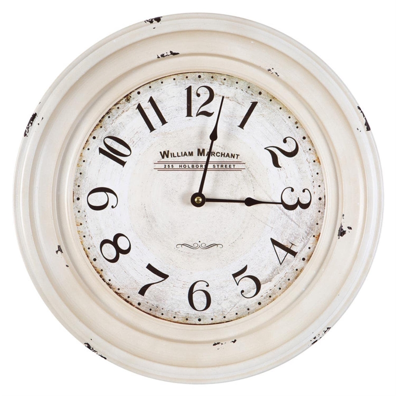Yosemite Circular Skip Movement Wall Clock Distressed White Frame