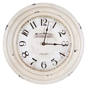 Yosemite Circular Skip Movement Wall Clock Distressed White Frame