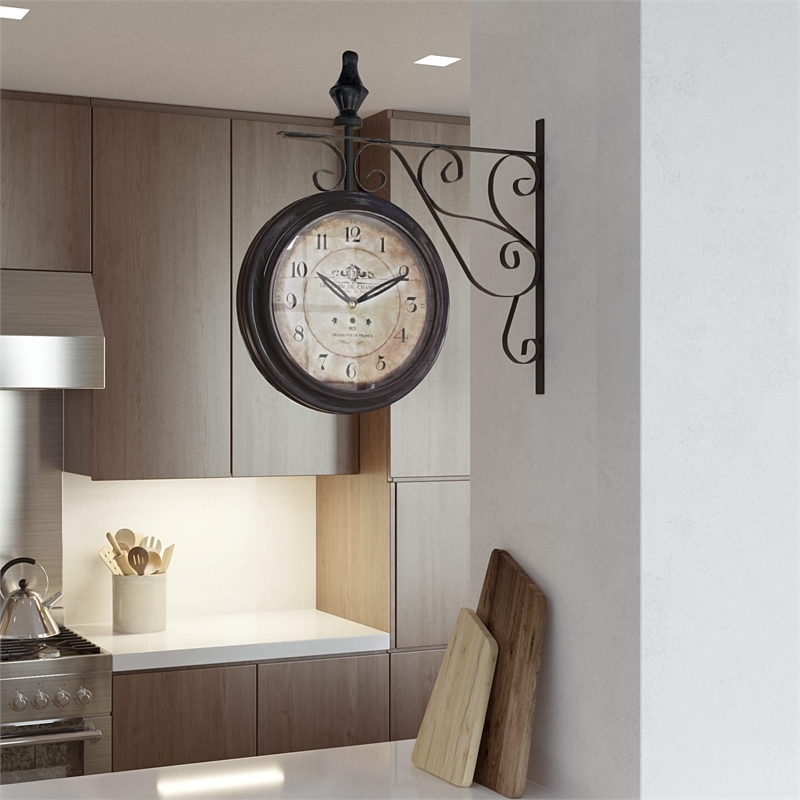 Yosemite Double Sided Frame Wall Clock with Wall Mount Holder