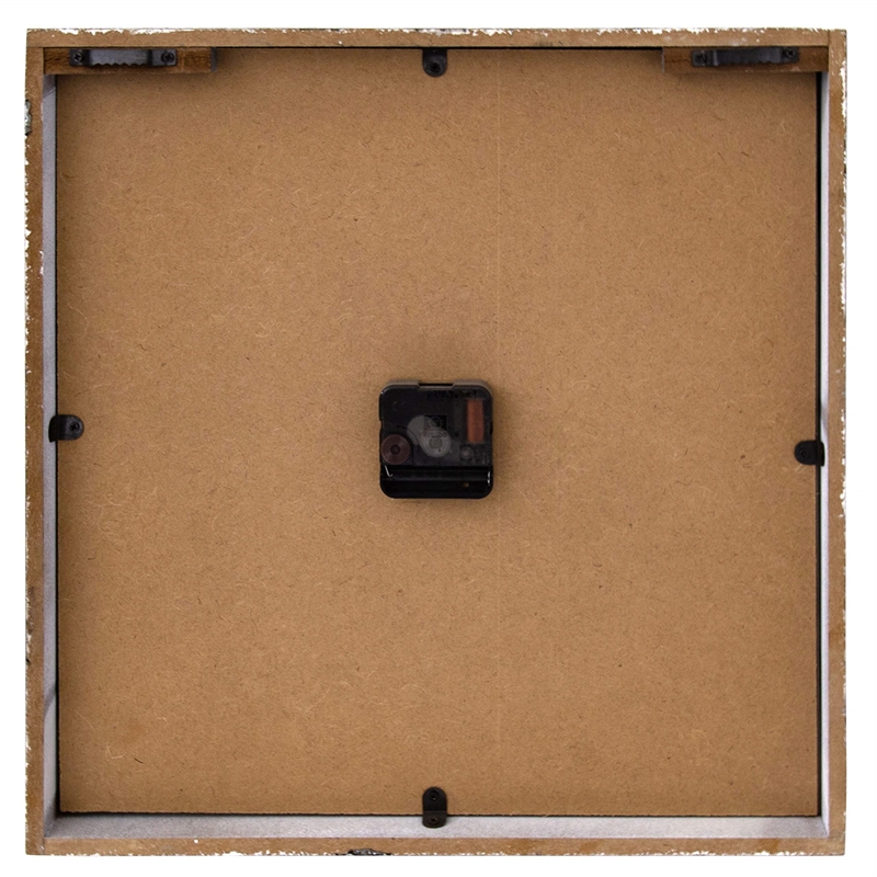 Yosemite Square Skip Movement Wood Wall Clock with Distressed Off White Frame
