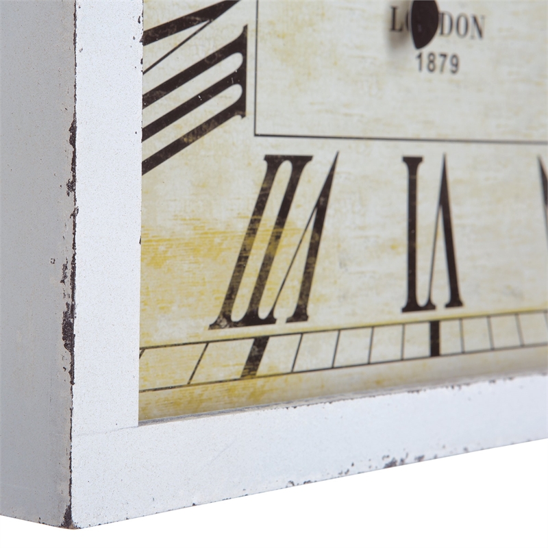 Yosemite Square Skip Movement Wood Wall Clock with Distressed Off White Frame