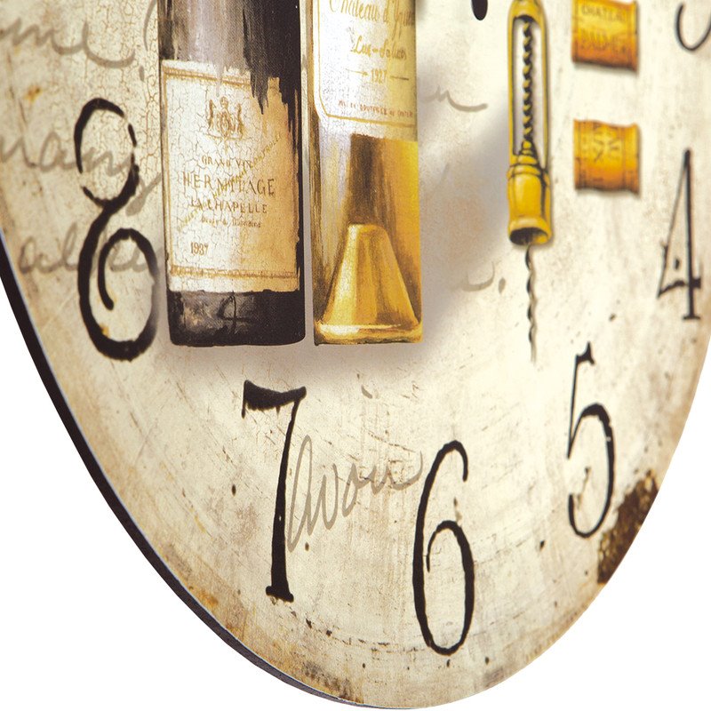 Yosemite Circular Wooden Wall Clock with Two Bottles Of Wine Print