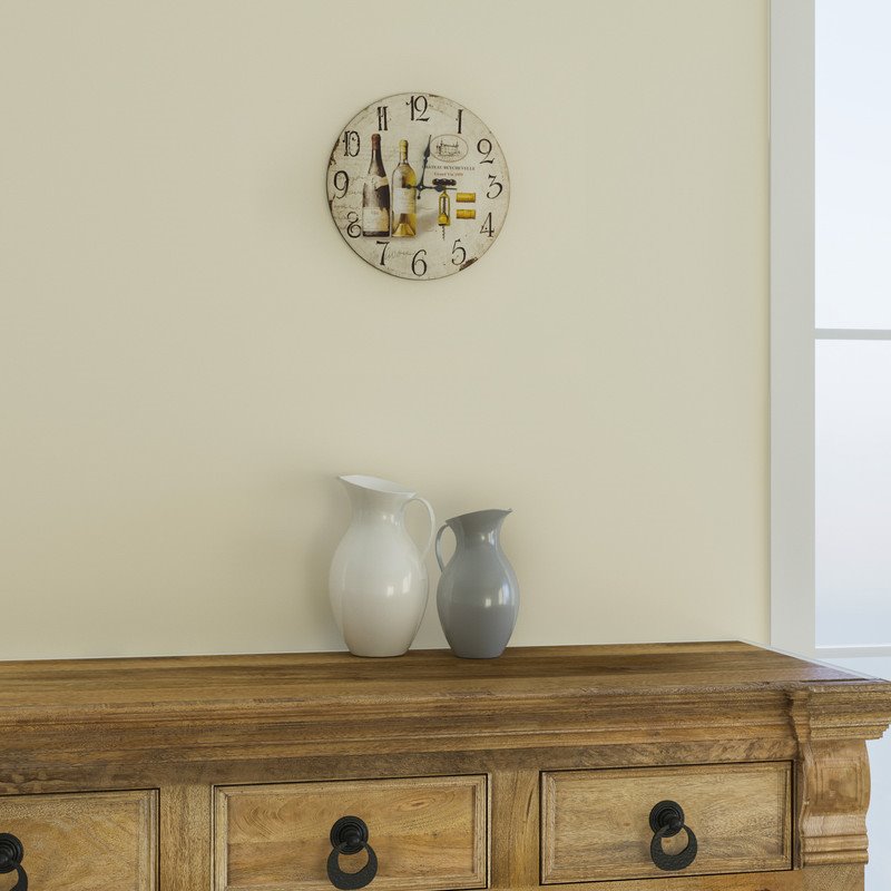 Yosemite Circular Wooden Wall Clock with Two Bottles Of Wine Print
