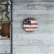 Yosemite Circular Wooden Wall Clock with American Flag Print in Multi-Color