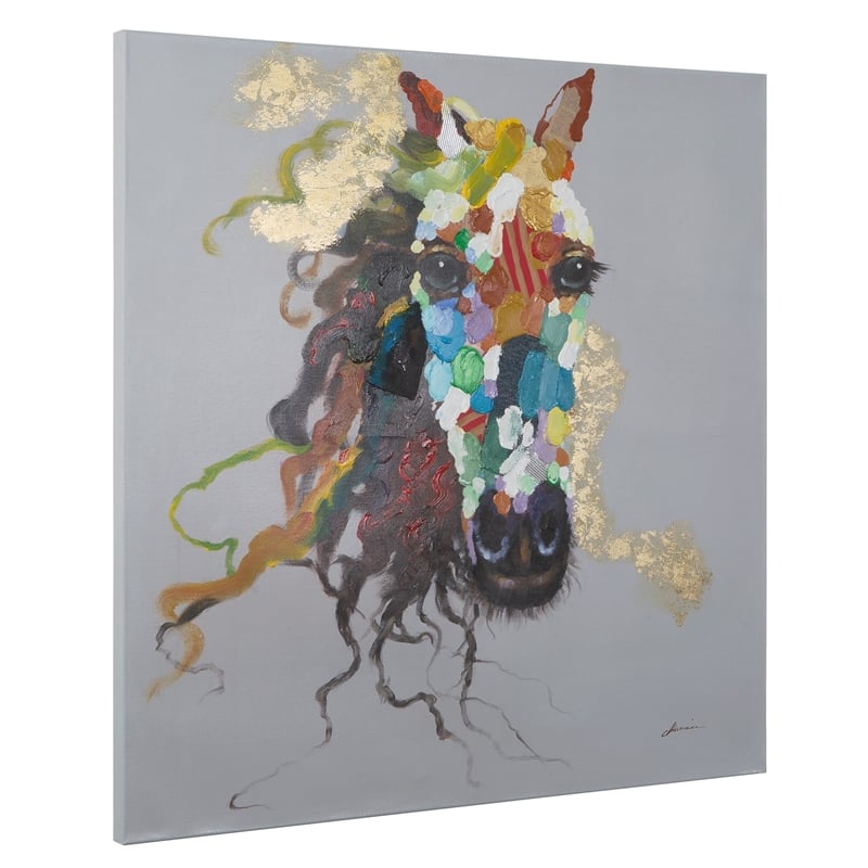 Yosemite Home Decor 'Horse of an Abstract Color' Fabric Canvas in Multi-Color