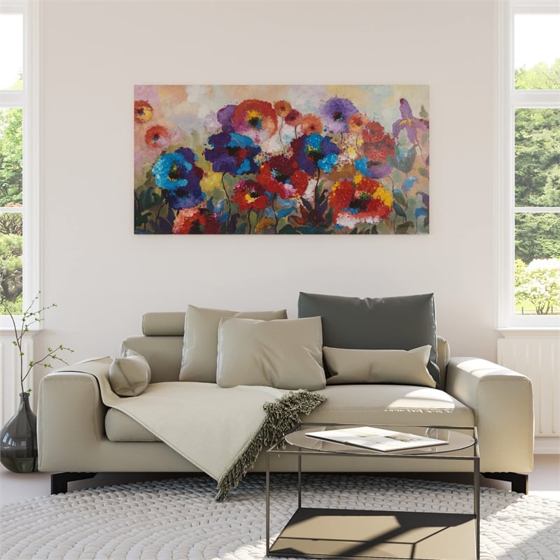 Yosemite Home Decor 'Flower Garden' Fabric Canvas in Multi-Color