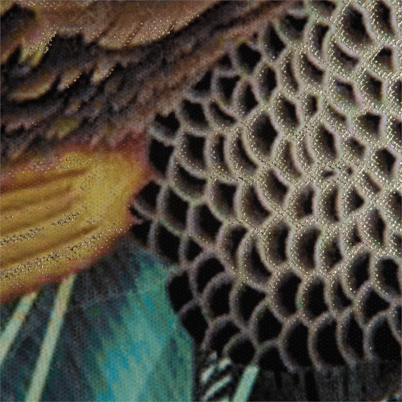 Yosemite Home Decor 'Peacock Poise I' Fabric Canvas in Multi-Color