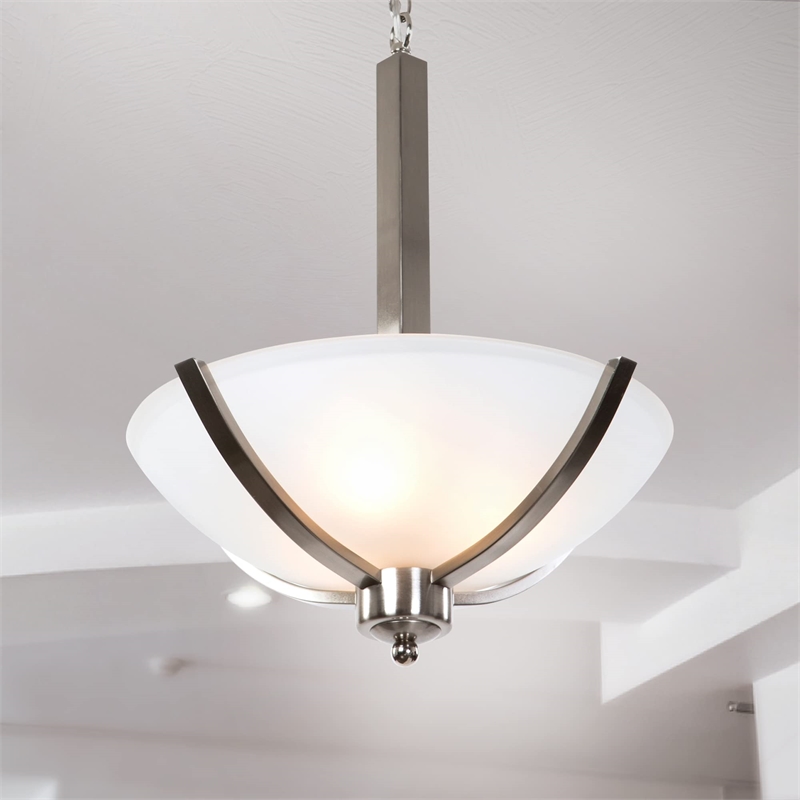 Yosemite Home Decor Alta Peak 3 Light Bowl Chandelier in Satin Steel