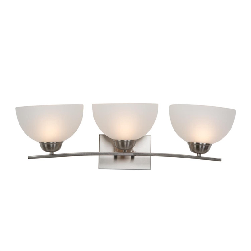 Yosemite Home Decor Alta Peak 3 Light Bathroom Vanity in Satin Steel/White Glass