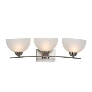 Yosemite Home Decor Alta Peak 3 Light Bathroom Vanity in Satin Steel/White Glass