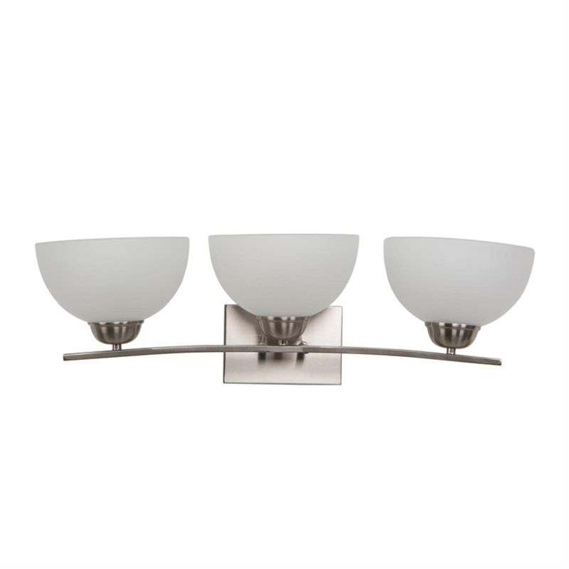 Yosemite Home Decor Alta Peak 3 Light Bathroom Vanity in Satin Steel/White Glass
