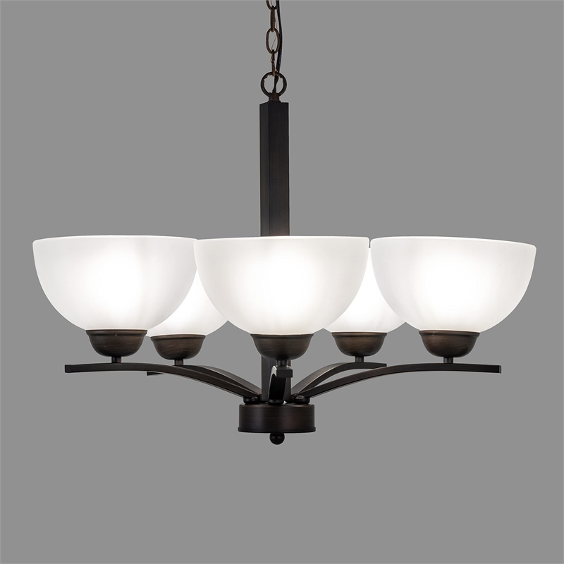 Yosemite Home Decor Alta Peak 5 Light Chandelier in Coffee with Acid Wash Glass