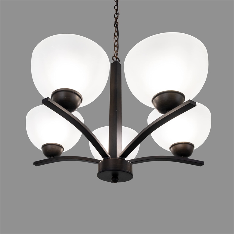 Yosemite Home Decor Alta Peak 5 Light Chandelier in Coffee with Acid Wash Glass
