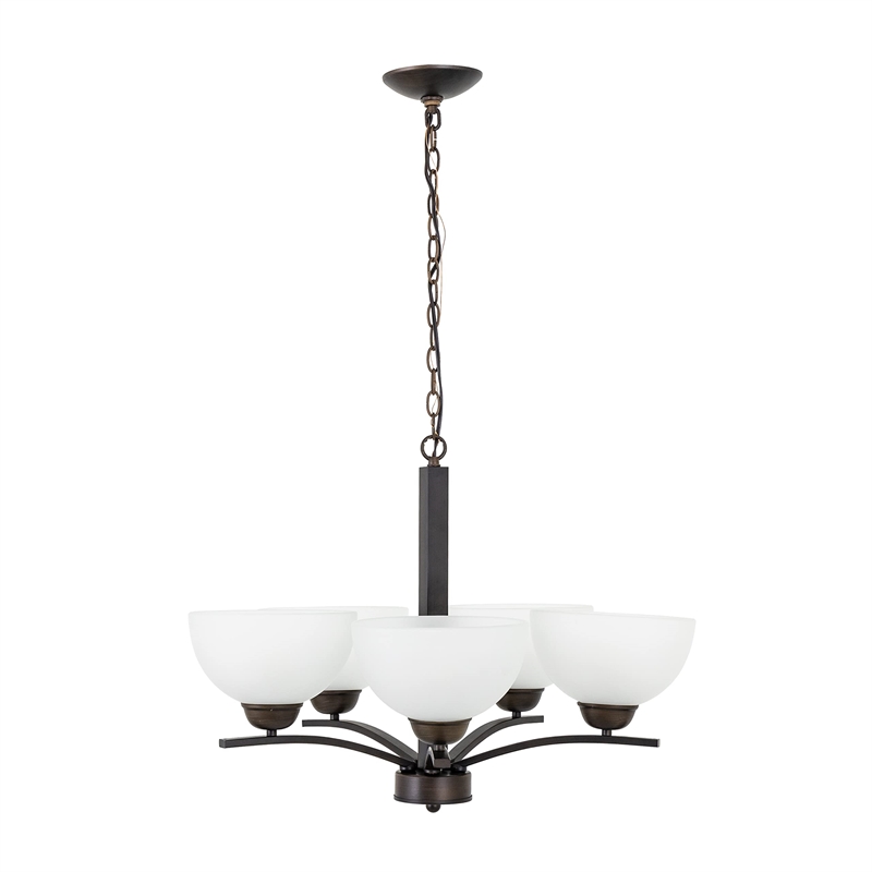 Yosemite Home Decor Alta Peak 5 Light Chandelier in Coffee with Acid Wash Glass