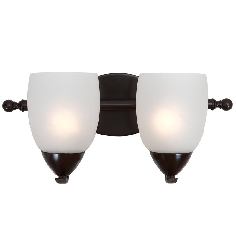Yosemite Home Decor Mirror Lake 2 Lights Vanity with White Etched Glass
