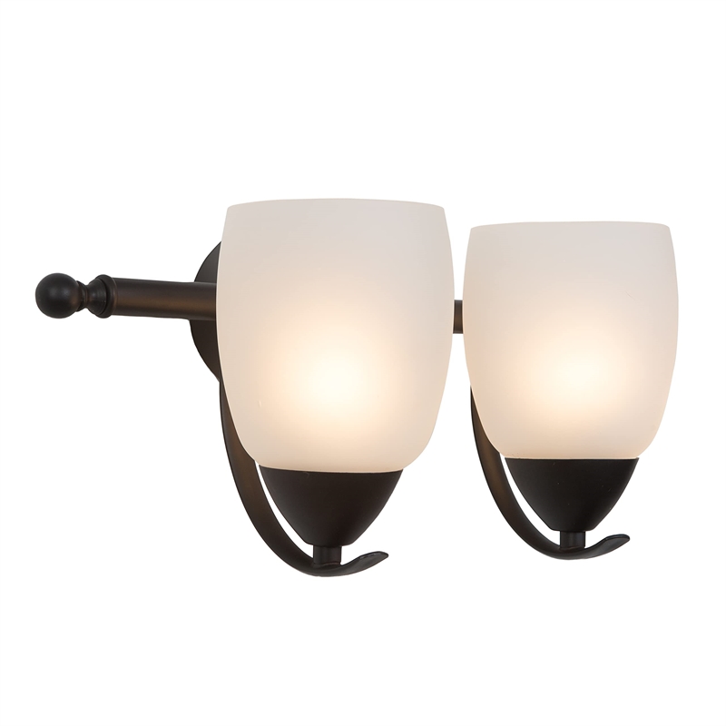 Yosemite Home Decor Mirror Lake 2 Lights Vanity with White Etched Glass