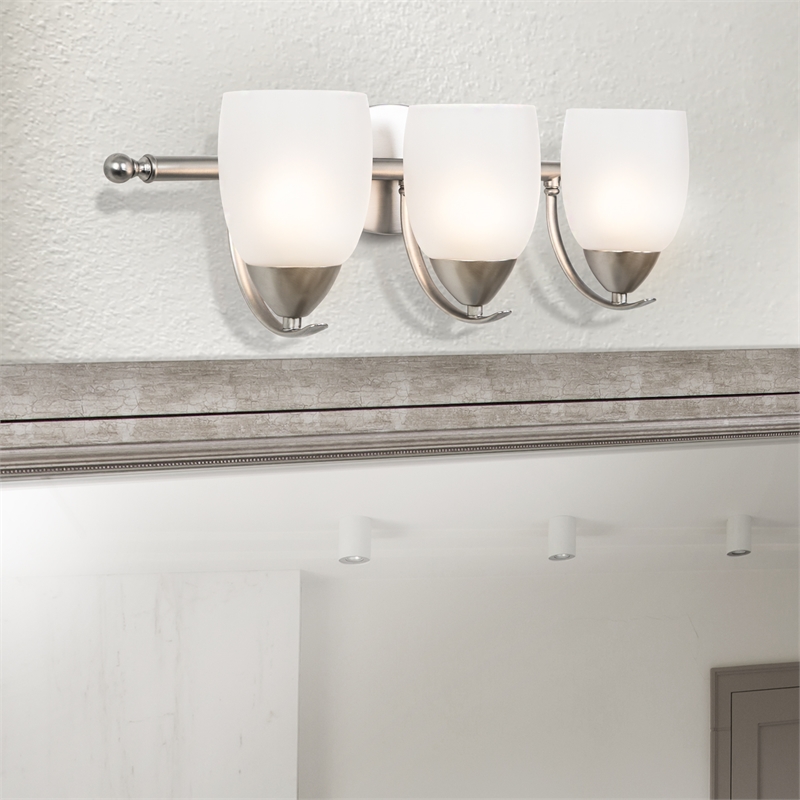 Yosemite Home Decor Mirror Lake 3 Lights Vanity Lights in Brush Nickel