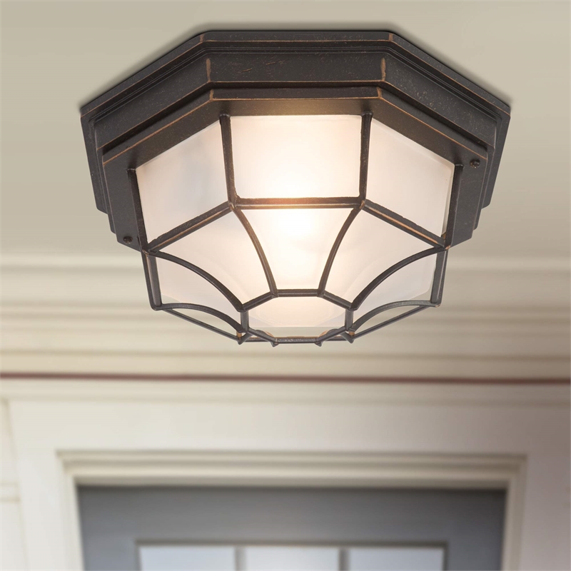Yosemite Home Decor Serge 2 Lights Flush Mount in Oil Rubbed Bronze