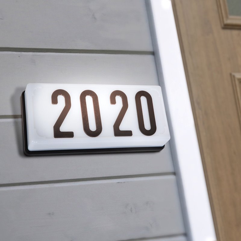 Yosemite Home Decor 2 Lights Exterior Lighting in White Frame with Black Numbers
