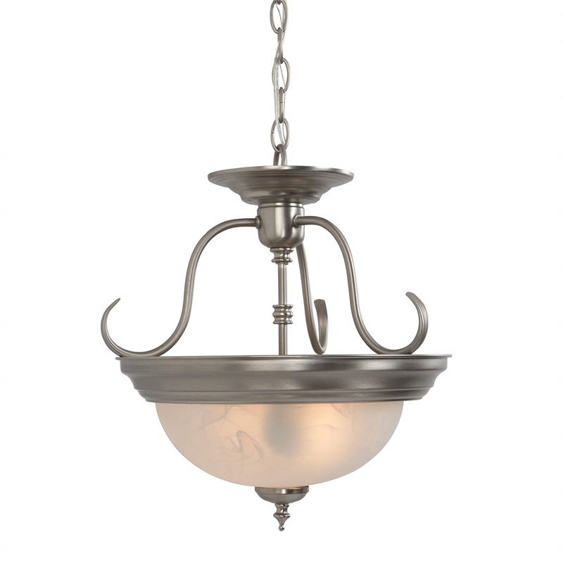 Yosemite Home Decor 2 Lights Semi-Flush Mount in Satin Nickel