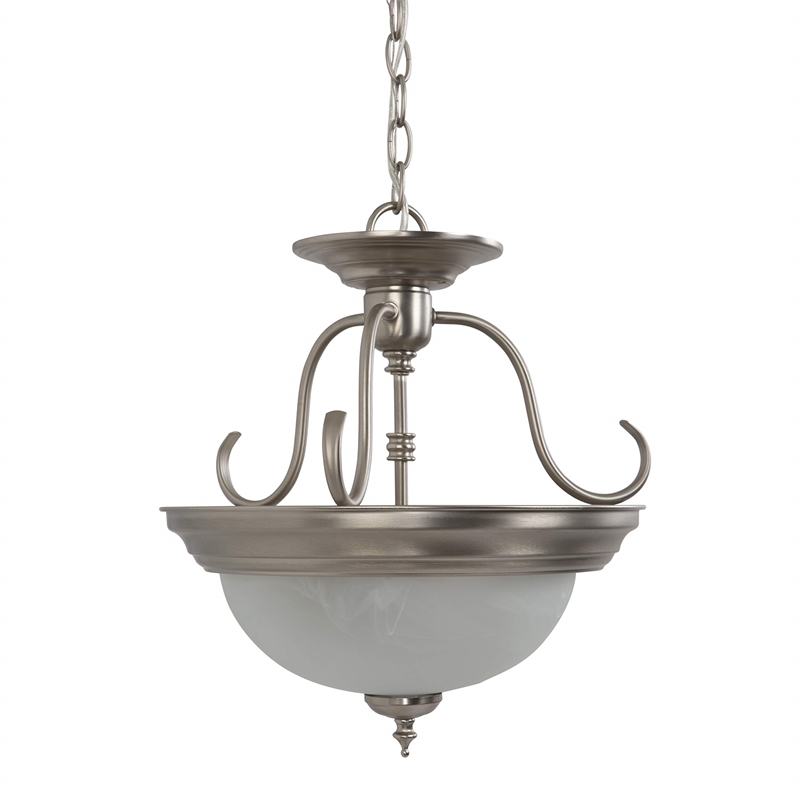 Yosemite Home Decor 2 Lights Semi-Flush Mount in Satin Nickel