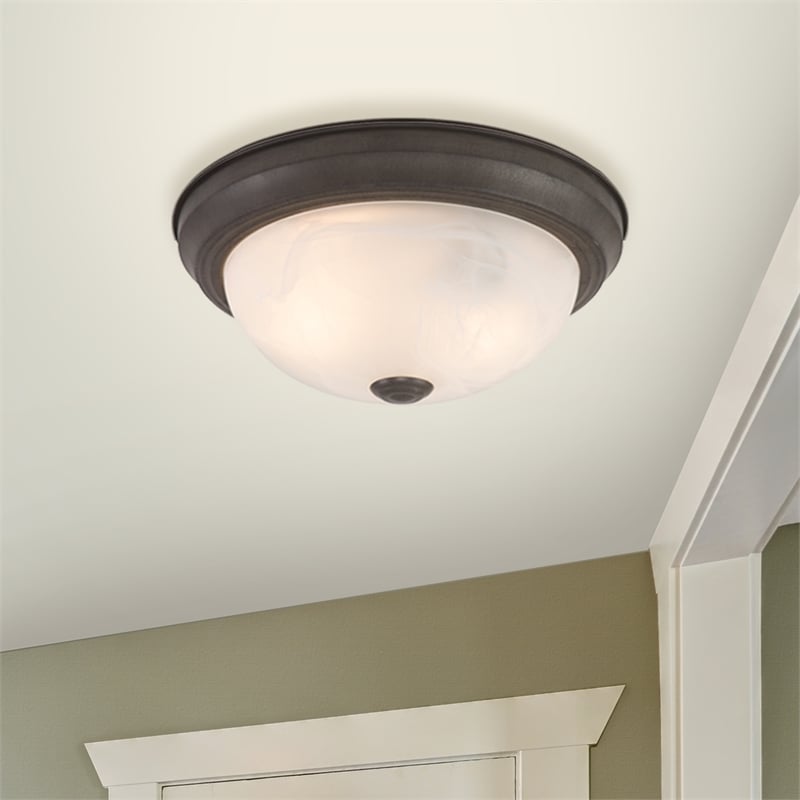 Yosemite Home Decor 2 Lights Flush Mount in Dark Brown