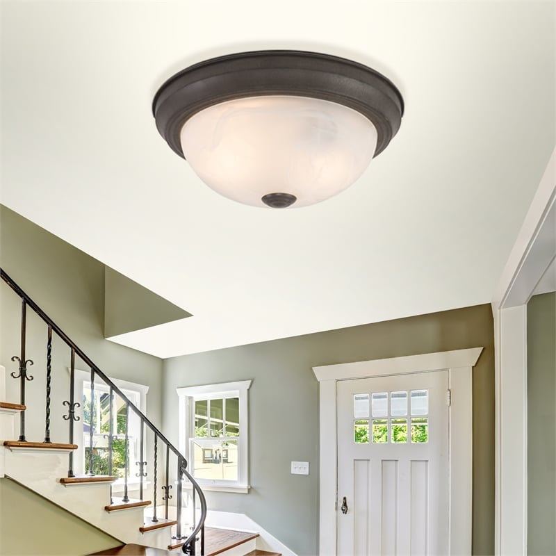 Yosemite Home Decor 2 Lights Flush Mount in Dark Brown