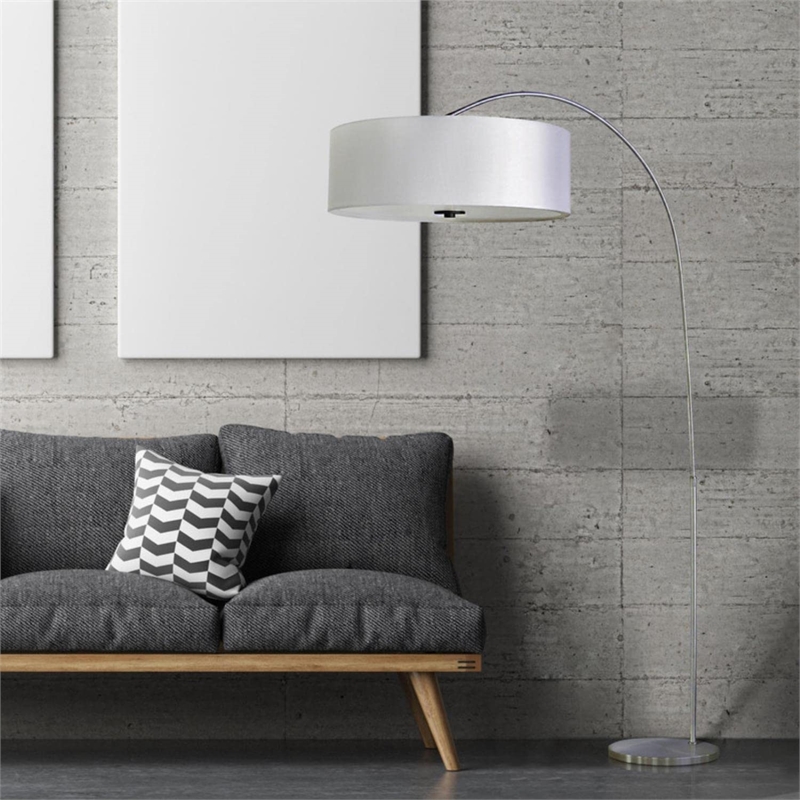 Yosemite Home Decor 1 Light Arc Floor Lamp in Satin Steel