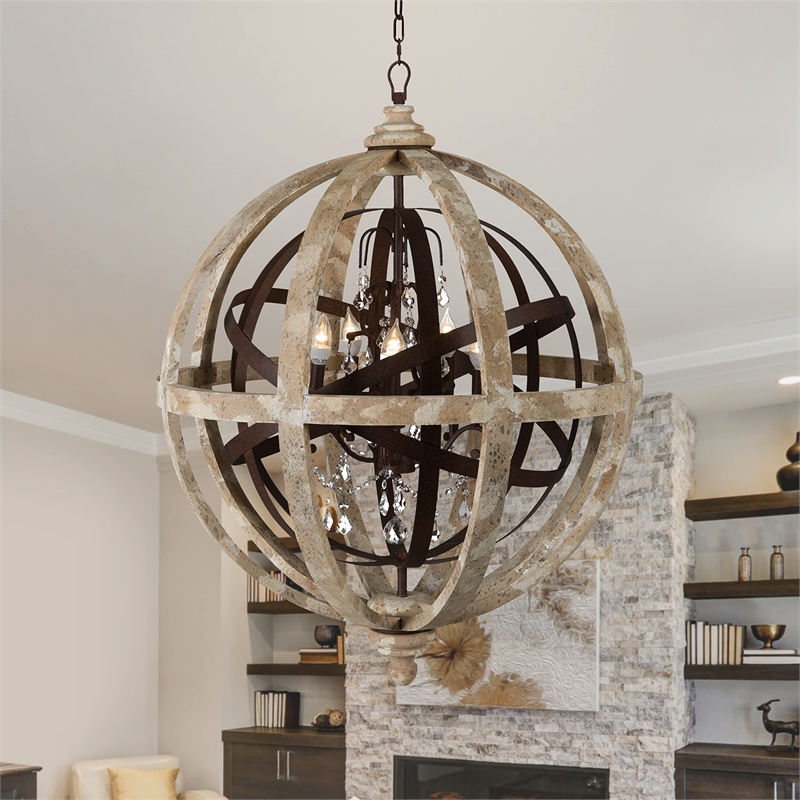 Yosemite Home Decor Campion 5 Lights Chandelier in Antique White
