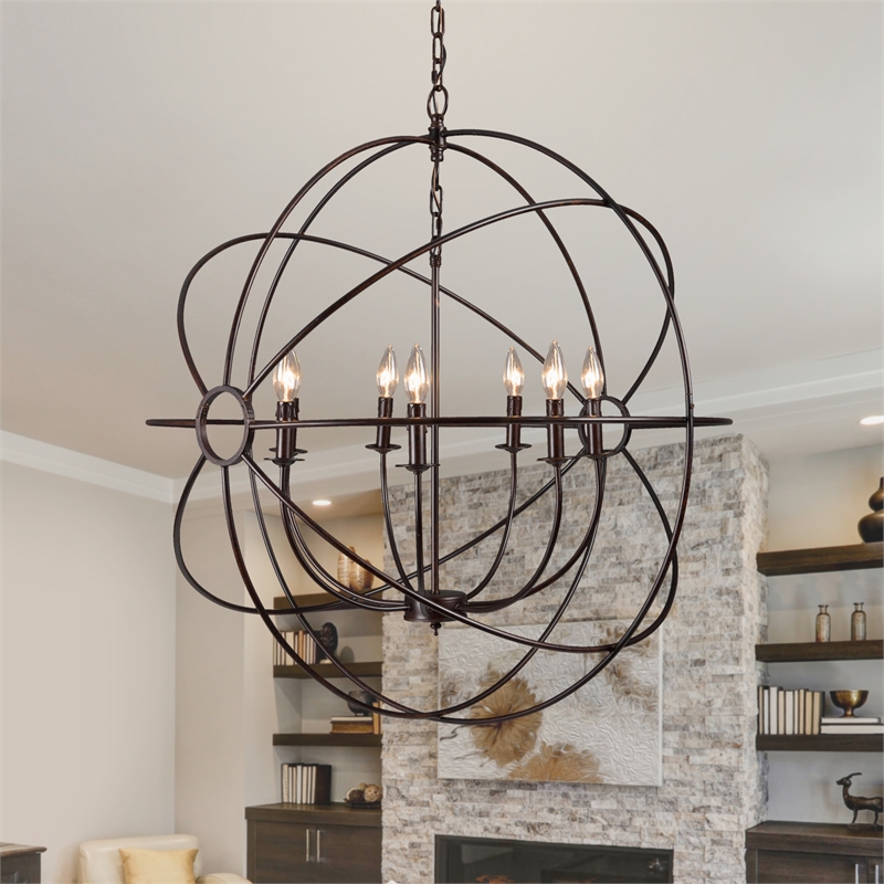 Yosemite Home Decor Shooting Star 7 Lights Mini Chandelier in Rustic