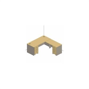 Bush Business Furniture Series C 4-Piece L-Shape Desk Set in Hansen Cherry
