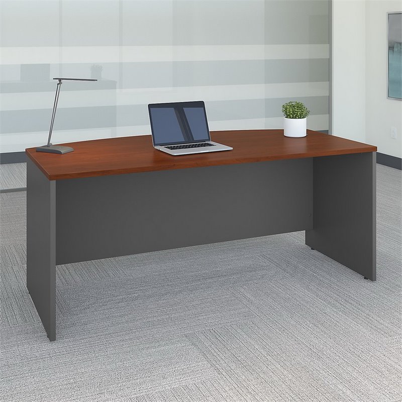 Series C 72W x 36D Bow Front Office Desk in Hansen Cherry - Engineered Wood