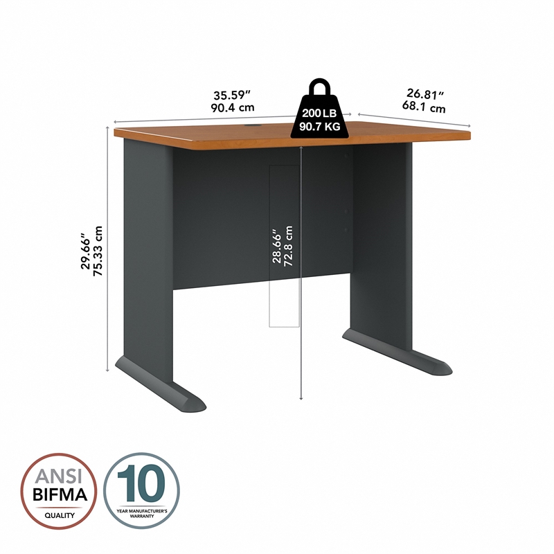 Series A 36W Desk in Natural Cherry and Slate - Engineered Wood