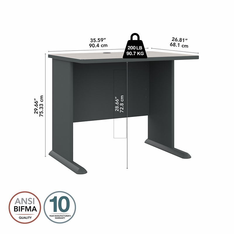 Series A 36W Office Desk in Slate and White Spectrum - Engineered Wood
