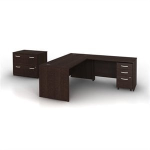 Bush Business Furniture Series C 4-Piece L-Shape Computer Desk in Mocha Cherry