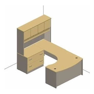 Bush Business Furniture Series C 4 Piece Set U-Shape Desk in Hansen Cherry