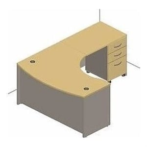 Bush Business Furniture Series C 3-Piece Right-Hand Bow-Front Desk