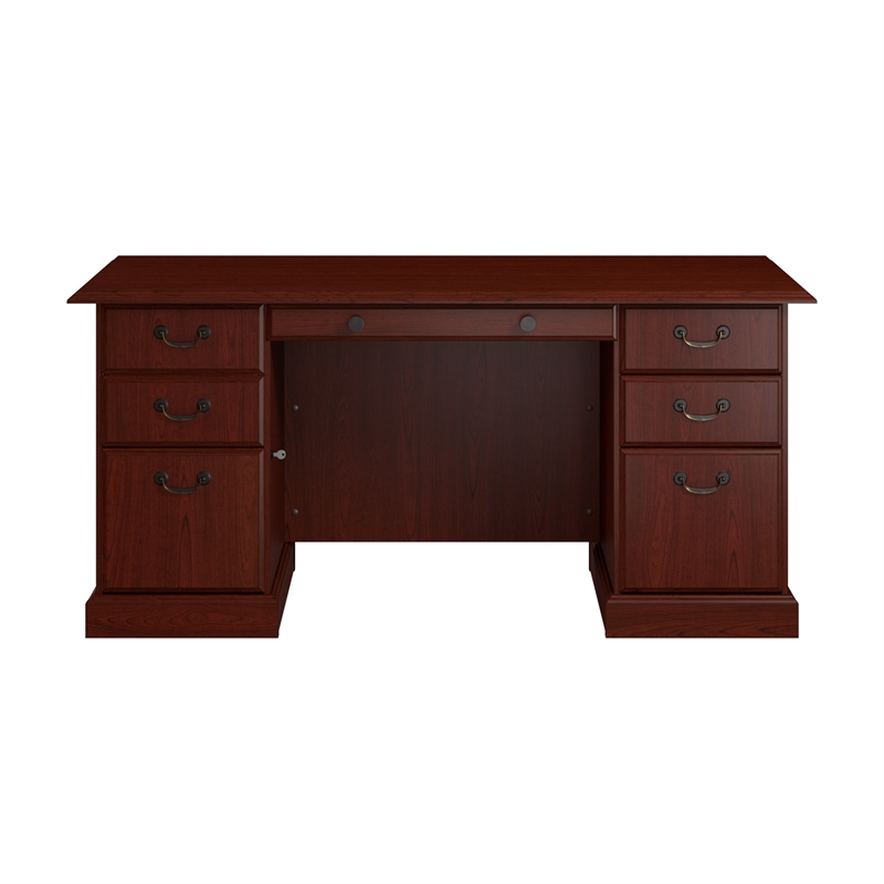 Bush Business Furniture Arlington Executive Desk with Drawers in Harvest Cherry