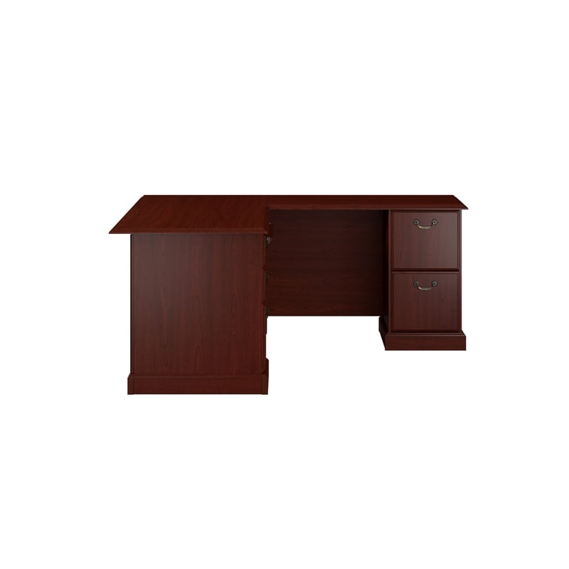 Arlington L Shaped Desk with Drawers and Keyboard Tray in Harvest Cherry