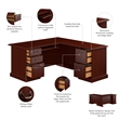 Arlington L Shaped Desk with Drawers and Keyboard Tray in Harvest Cherry