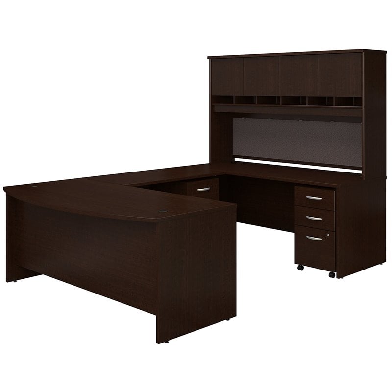 Bush Business Furniture Series C 72" Bow Front Desk Shell Mocha Cherry
