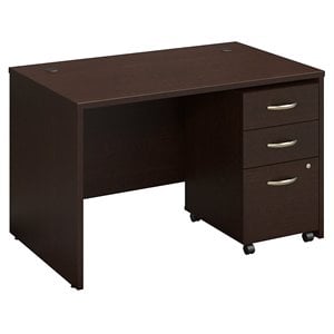 Bush Business Furniture Series C Elite 48&quotW Desk with 3-Drawer Mobile Pedestal in Mocha Cherry