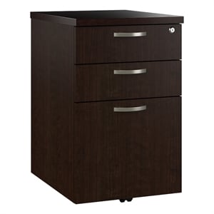 Office in an Hour 3 Drawer Mobile File Cabinet in Mocha Cherry - Engineered Wood
