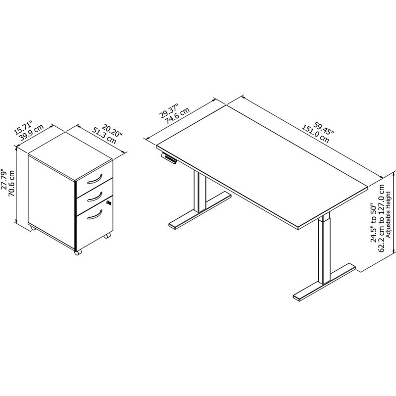 Move 60 Series 60W x 30D Adjustable Desk Set in Hansen Cherry - Engineered Wood