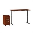 Move 60 Series 60W x 30D Adjustable Desk Set in Hansen Cherry - Engineered Wood