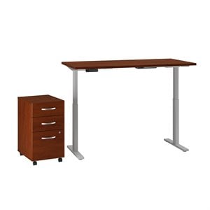 Move 60 Series 60W x 30D Adjustable Desk Set in Hansen Cherry - Engineered Wood
